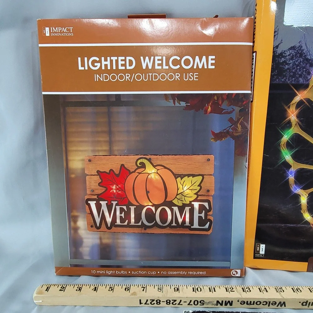 Halloween Disney Lighted Window Vampire Mickey Thanksgiving Turkey Welcome Fall